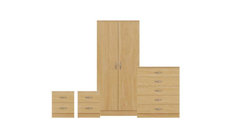 Vida Designs Riano Bedroom Set (Bedsides, 5 Drawer Chest, 2 Door Wardrobe)- Pine