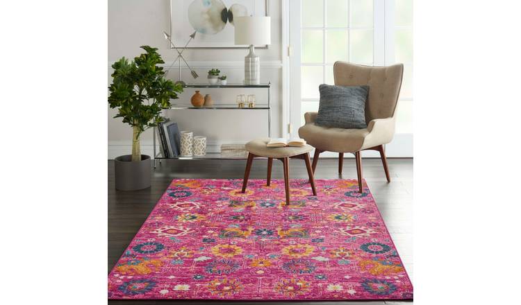 Mega Flooring Pink Traditional Abstract Rug - 114 x 175cm