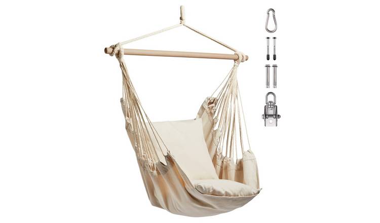 Vonhaus Seville Outdoor Hanging Chair with Attachments - Cream