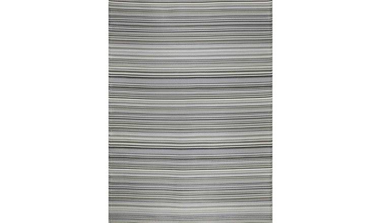 The Rugs Grey Rainbow Reversible Striped Outdoor Rug - 150 x 220cm
