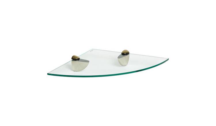 Harbour Housewares Floating Glass Bathroom Corner Shelf - Clear/Gold