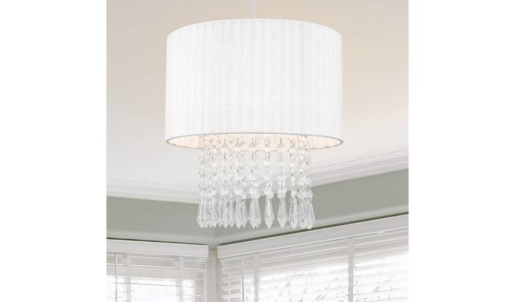 Cosylyte Winni Beaded Voile Easyfit Modern Lamp Shade - Cream White