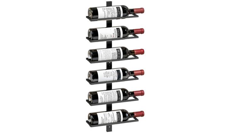 HOMCOM 6 Tier Metal Wall Mounted Wine Rack Storage Holder - Black