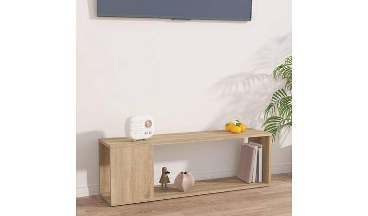 Walplus Engineered Wood TV Cabinet - Light Oak - 100 x 24 x 32 cm