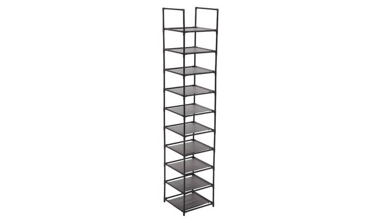 Living and Home 10 Shelf Shoe Storage Rack - Black