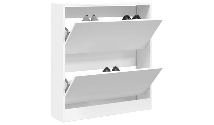 Walplus Engineered Wood Shoe Cabinet - White - 80 x 21 x 87.5 cm
