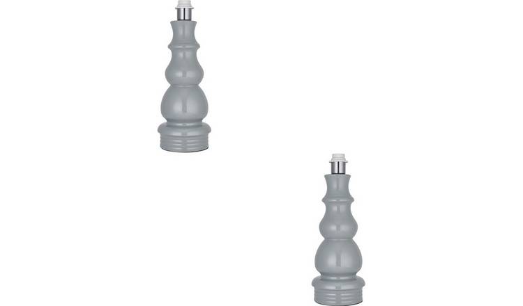 Loops Direct Pack of 2 16.5cm Diameter Ceramic Table Lamp - Blue Grey Glaze