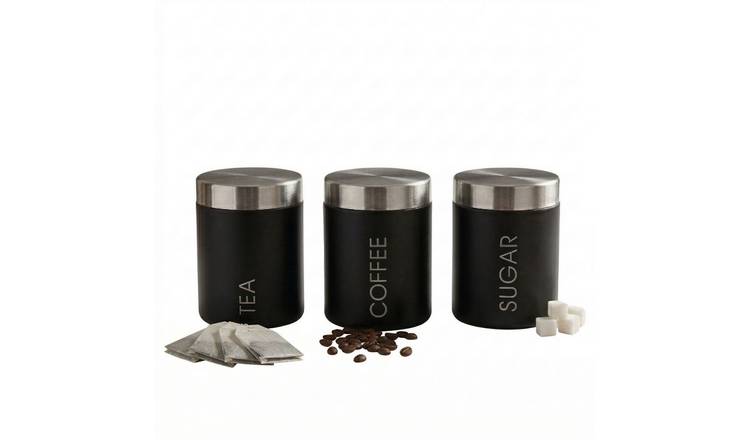 Orsina Liberty Enamel Set of 3 Canisters – Black and Silver
