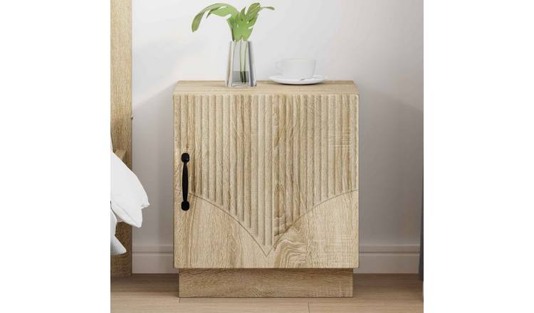 Walplus 1 Door Engineered Wood Bedside Table - Sonoma Oak - 43 x 34.5 x 47 cm
