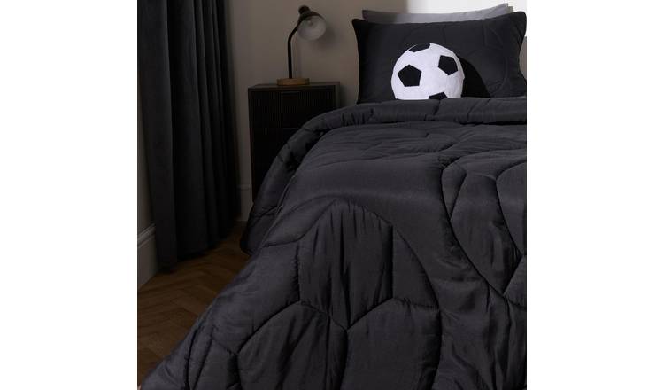 OHS Football Coverless 7.5 Tog Duvet Set Quilt Black - Single