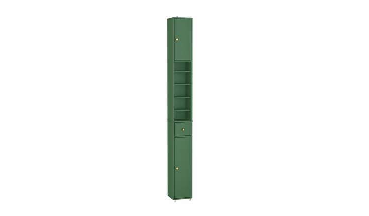 SoBuy 6 Adjustable Shelf Tall Slim Bathroom Storage Cabinet - Dark Green