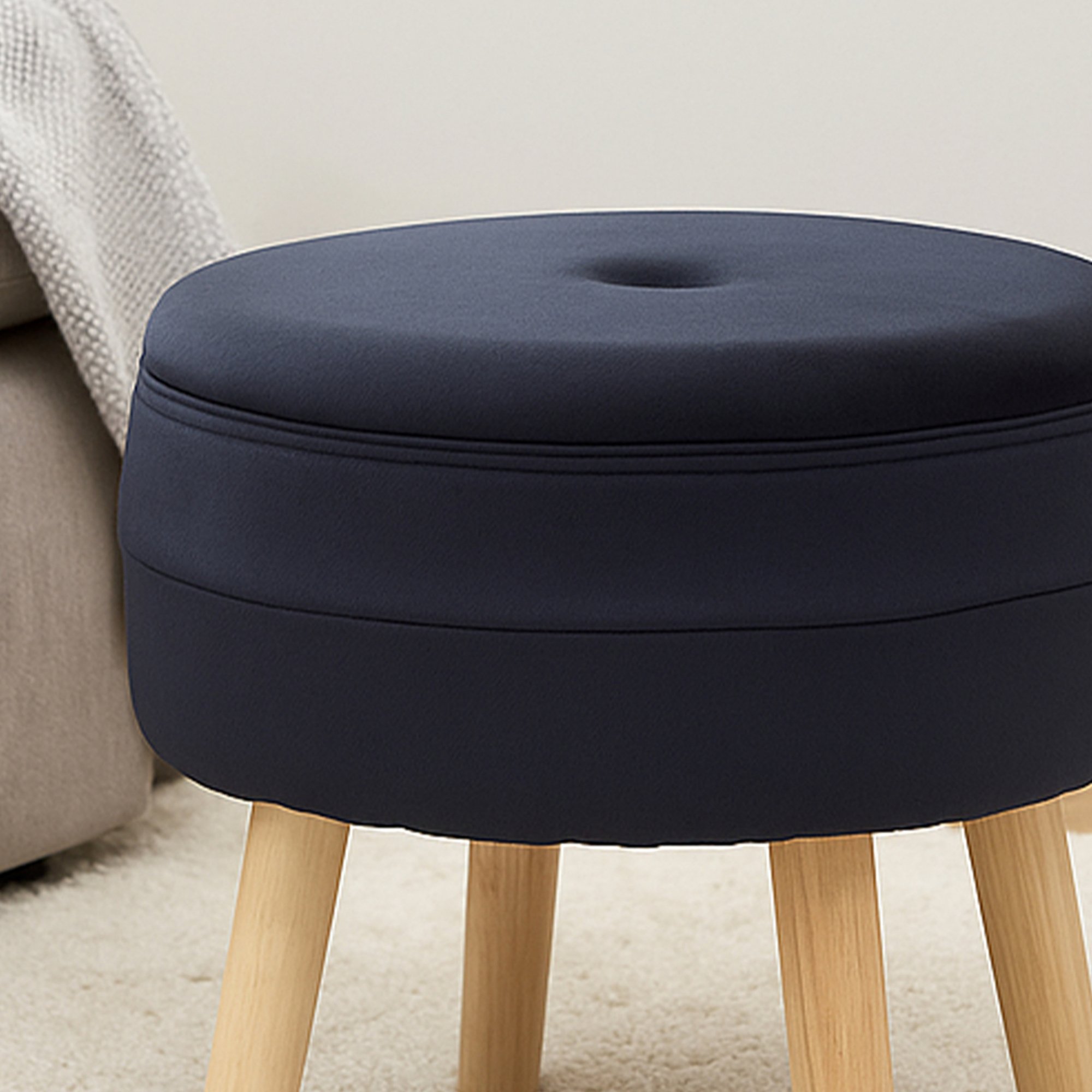 Orsina Ivy Velvet Storage Stool – Black & Natural - Image 3