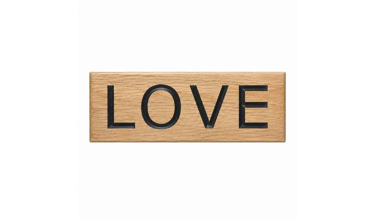 Peak Heritage Engraved Oak Sign - L30cm - Love