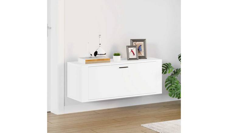 Walplus Engineered Wood Wall Shoe Cabinet - White - 100 x 35 x 38 cm