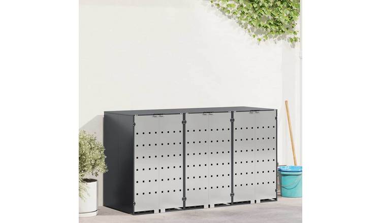 Walplus 120 L Steel Wheelie Bin Store - Anthracite - 204 x 77.5 x 115.5 cm