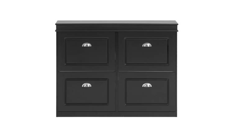 SoBuy 4 Flip Drawer Slim Shoe Cabinet - Black