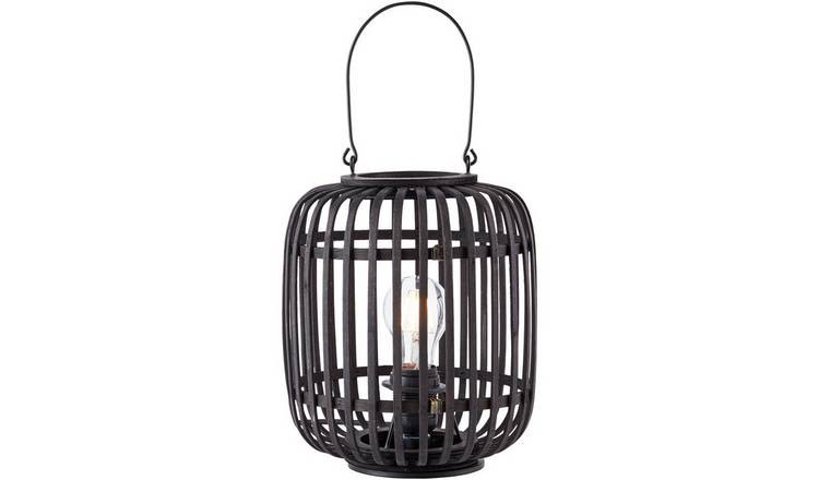 Loops Direct Steel and Bamboo Table Lamp - Dark Bamboo