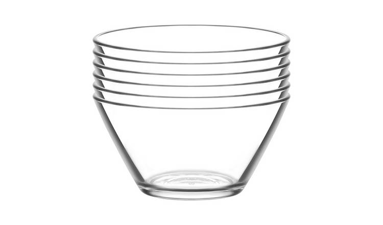 LAV Vega Glass Serving Bowls - Clear - Pack of 6