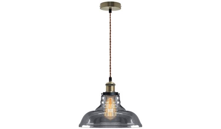 Energy Light Bulbs Bowl Smoked Glass Ceiling Pendant Light - Grey