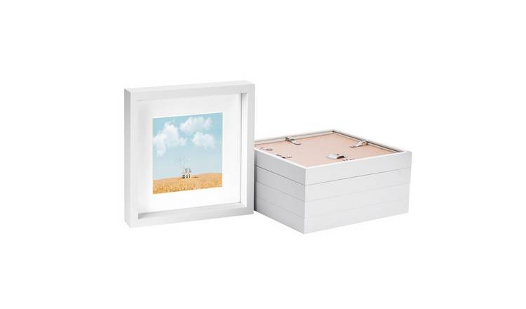 Nicola Spring 3D Box Photo Frames - 10" x 10" with Mount - Set of 5 - White