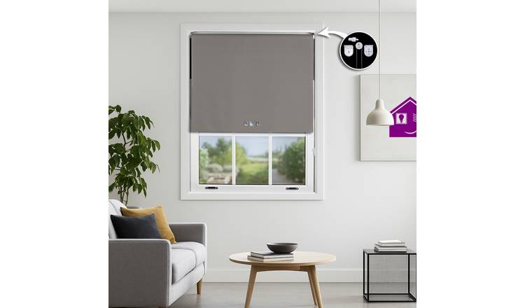 Furnished Dark Grey Blackout Roller Blind Triple Square Eyelets - 45 x 165cm