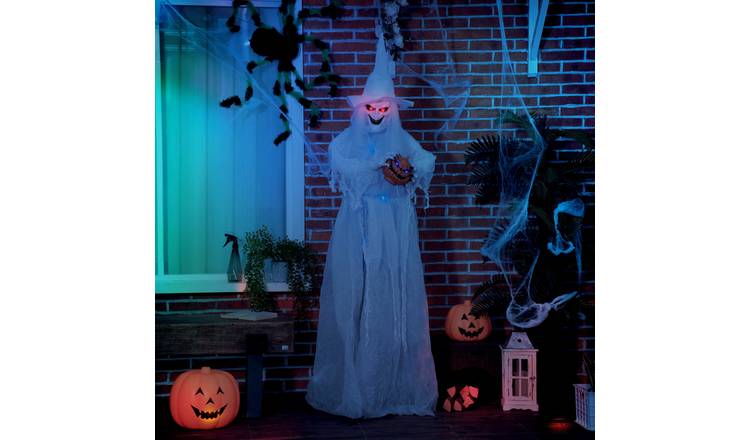 Outsunny 6ft Animated Halloween Standing White Face Witch Decoration