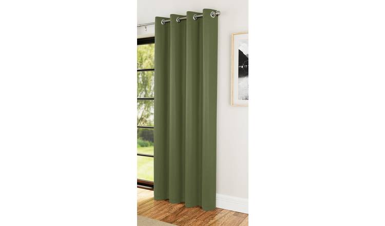 Enhanced Living Luna Plain Single Door Curtains - 168 x 214cm - Green