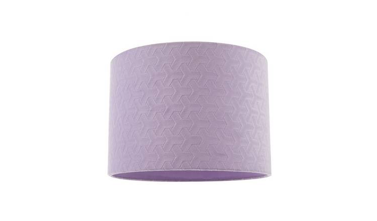 Happy Homewares Lilac Velvet Fabric Drum with Inner Cotton Lampshade - 25cm