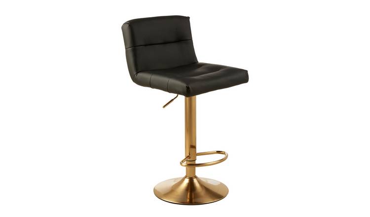 Orsina Baina Faux Leather Adjustable Bar Stool – Black & Gold