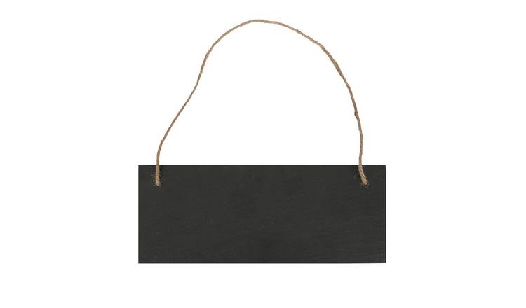 Nicola Spring Rectangle Slate Memo Board with Rope - Black
