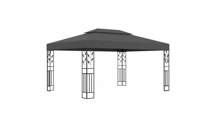 Walplus 3 x 4 m Garden Gazebo with Double Roof - Anthracite