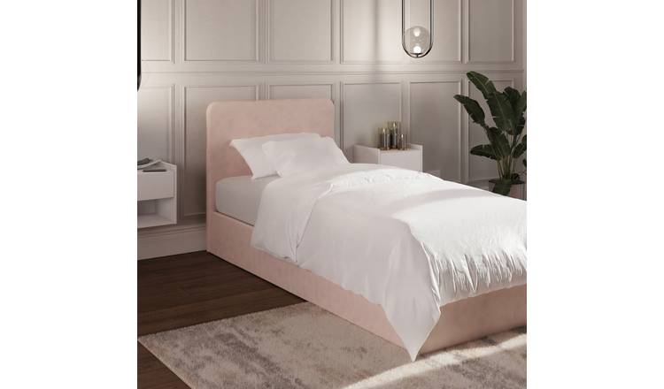 GFW Chiswick Single Velvet Side Lift Ottoman Bed with Mattress - Pink