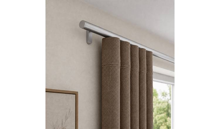 New Edge Blinds 28mm Silver Styleline Gliding Curtain Pole with End Cap - 135cm