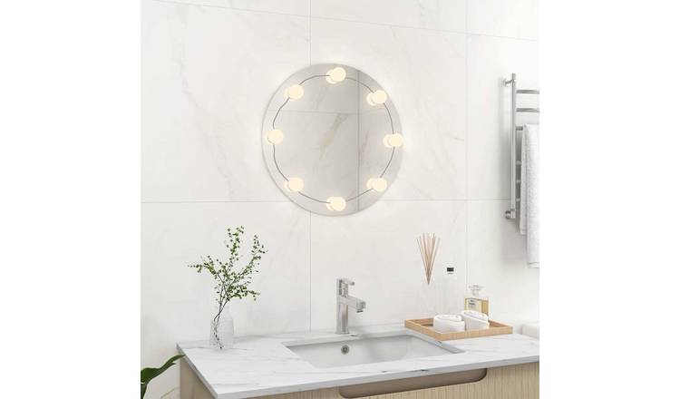 Walplus LED Round Glass Wall Mirror - Silver - 50 cm