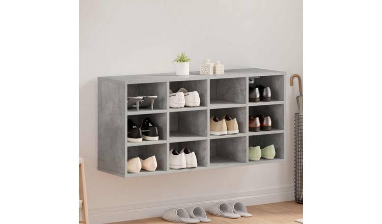 Walplus Engineered Wood Shoe Cabinet - Concrete Grey - 103 x 30 x 51 cm