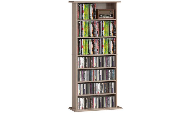 HOMCOM 8 Tier Adjustable CD Storage Shelf - Natural Wood