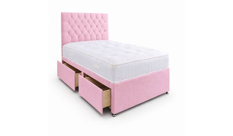 Comfy Deluxe 6ft Super King     2 Drawer Velvet  Divan Bed Set -  Pink