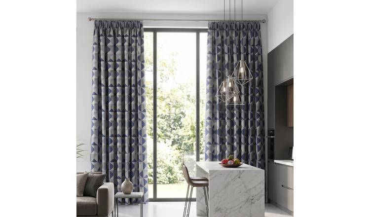 Luxury Living Nordic Lined Pencil Pleat Curtains 229cm x 274cm - Blue