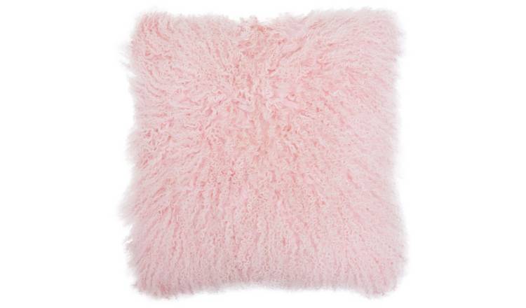 Orsina Bosie Real Mongolian Fur Square Cushion – Pink