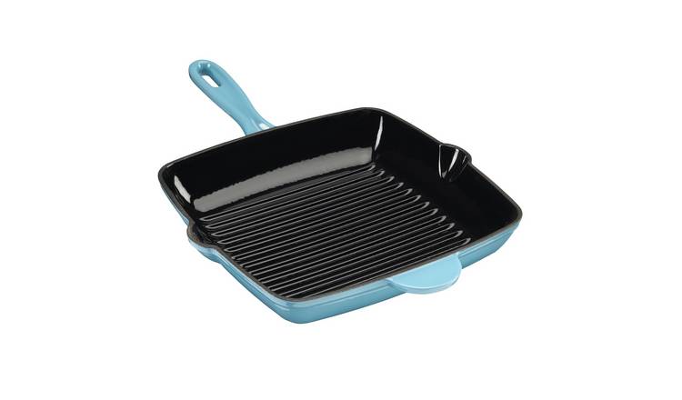 Cooks Professional Cast Iron Skillet Pan with Enamel Interior - Teal