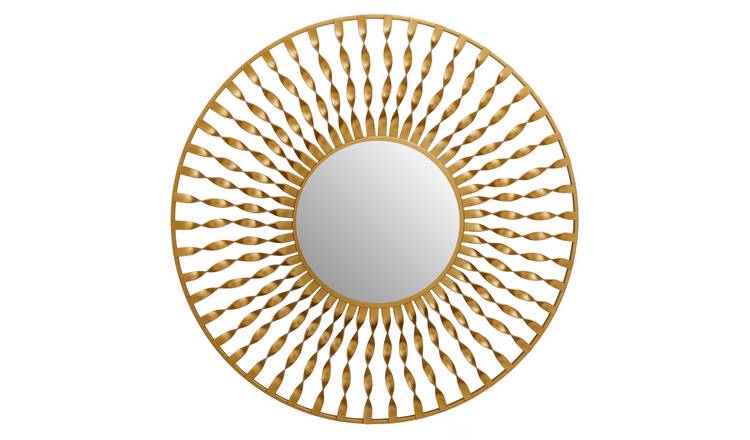 Orsina Matera Sunburst Finish Metal Frame Round Wall Mirror – Gold