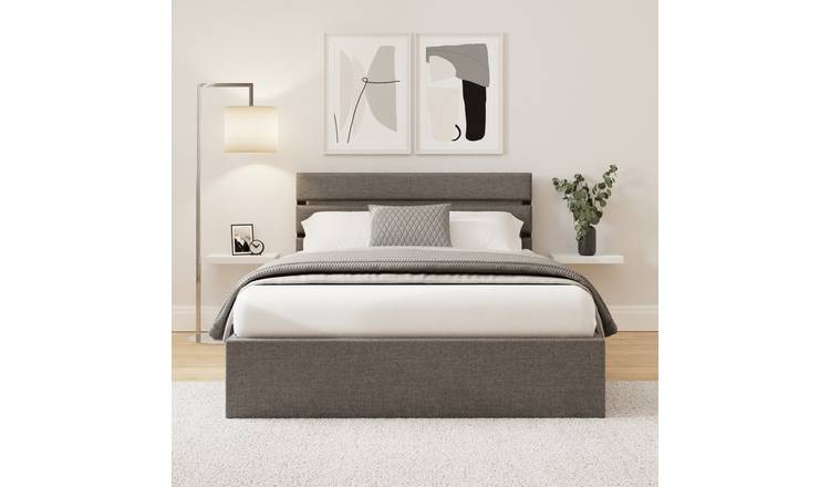 GFW Hudson Double Fabric End Lift Ottoman Bed with Mattress - Grey