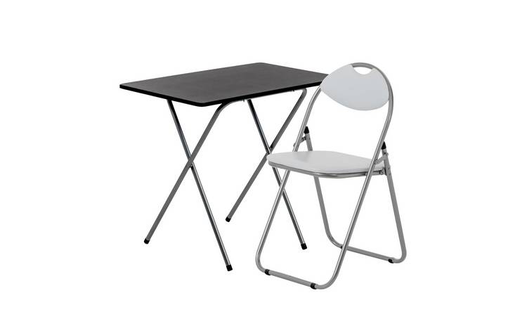 Harbour Housewares Silver Wooden Folding Desk & Chair Set - White