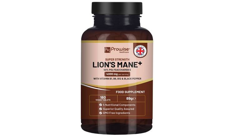 Prowise Vegan 4000mg Lion's Mane Mushroom with Vitamin B1, B6, B12 - 180 Tablets