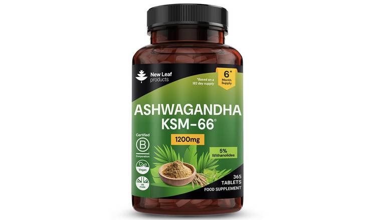 New Leaf Ashwagandha KSM-66 Root Extract 1200mg - 365 Tablets