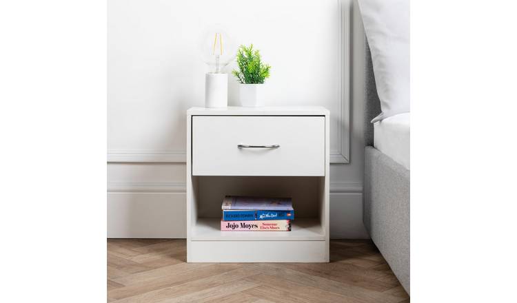 Home Treats Bedside Table 1 Drawer - White