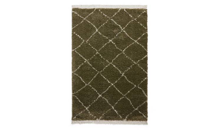 Mega Flooring Green Shaggy Geometric Rug - 160 x 230cm