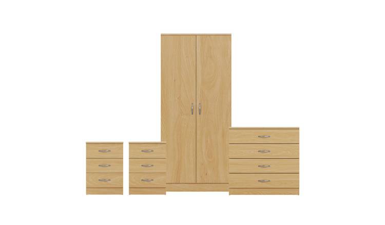 Vida Designs Riano Bedroom Set (Bedsides, 4 Drawer Chest, 2 Door Wardrobe)-Pine