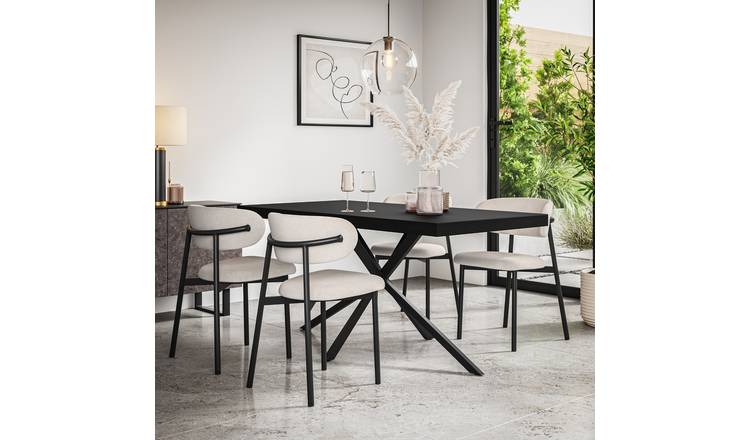 Furniture Online Donni Black Dining Table & 6 Myla Black Chairs