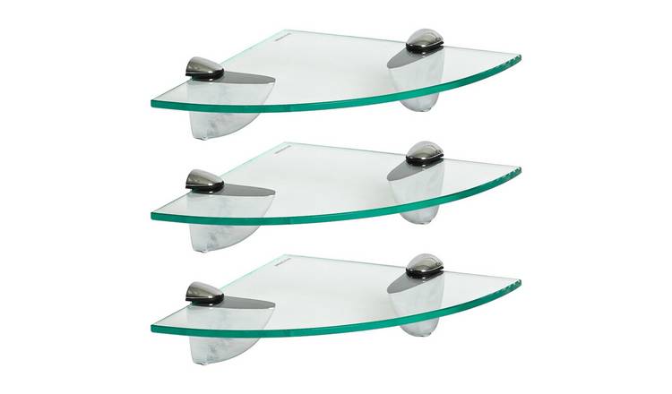 Harbour Housewares Floating Glass Corner Shelves - Set of 3
